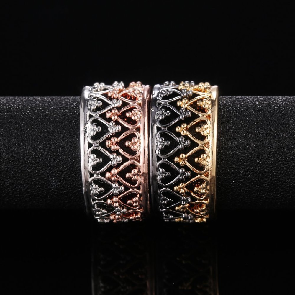 🔥 Heart Wreath Basic Simple Colorful Heart Rings for Women, PD530 - Picture 3 of 8
